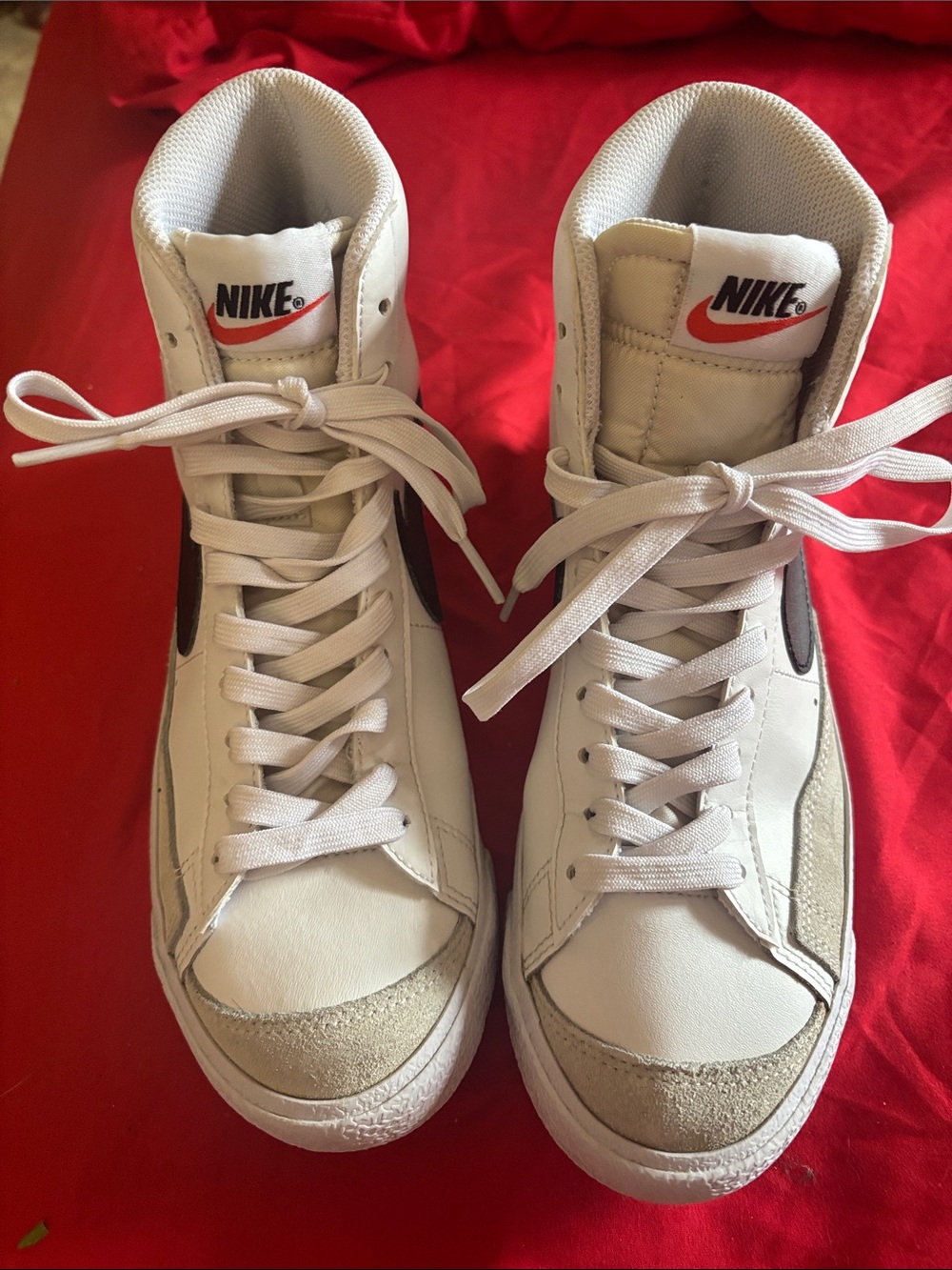 Nike Men’s White High-Top Sneakers with Black Swoosh